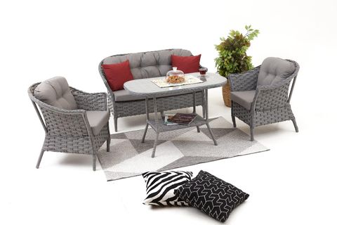 KARDELEN RATTAN İKİLİ OTURMA GRUBU, GRİ