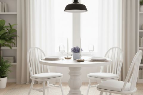 LİNDO BEYAZ AHŞAP MASA SANDALYE TAKIMI, 100X100