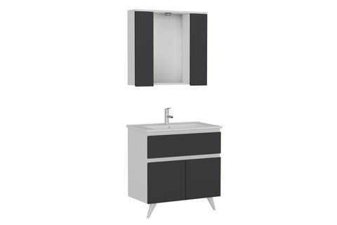 NİKA BANYO DOLABI 85CM AY2K1Ç 2K1A ETJ BEYAZ ANTRASİT