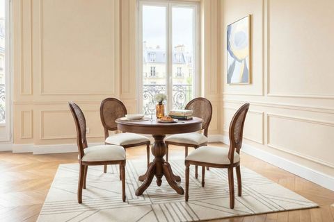 ORLANDO YUVARLAK AÇILIR MASA SANDALYE TAKIMI, CEVİZ