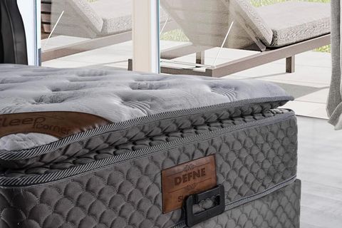 DEFNE TEK KİŞİLİK YATAK BAZA BAŞLIK SETİ, GRİ, 120X200