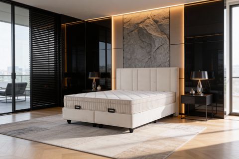 SAHRA BAZA VE BAŞLIK SETİ, KREM, 90X190