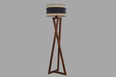 LUMEXX MAÇKA SİLİNDİR 03 RATTAN ABAJURLU LAMBADER, CEVİZ