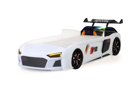 AUDİ IŞIKLI ARABALI YATAK, BEYAZ, V12