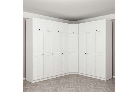 KALE MENTEŞELİ DOLAP, 8 KAPAKLI, BEYAZ, 235 CM