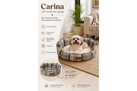CARINA KÖPEK YATAĞI BEJ XL BEDEN 80X94X20