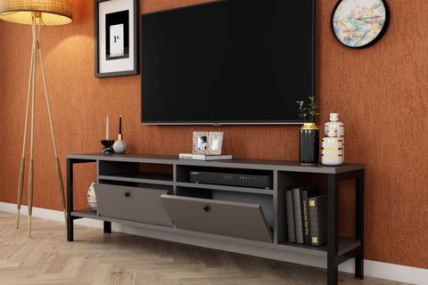 BELİNDA TV ÜNİTESİ, METAL AYAKLI, ANTRASİT, 180 CM