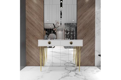 NAZ LÜX DRESUAR, 2 ÇEKMECELİ, BEYAZ GOLD