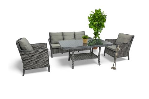 LENTA RATTAN ÜÇLÜ BAHÇE MOBİLYASI, GRİ