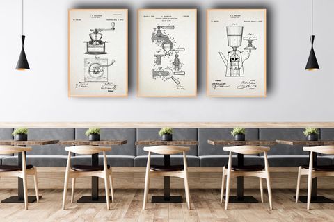 VINTAGE COFFEE TABLO SETİ,  CUPS 1, 50X70