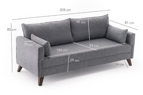 BELLA SOFT ÜÇLÜ KOLTUK, GRİ