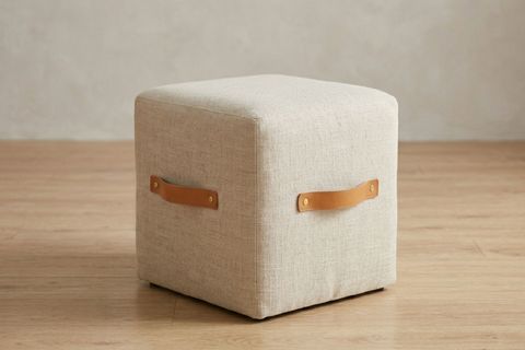 PUF-BOX DERİ KULPLU KARE PUF, KREM