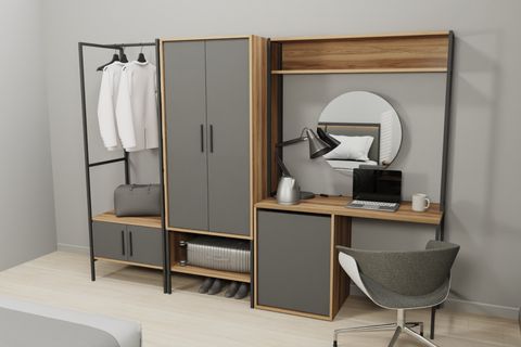 MODULAGO OTEL MASA MİNİBAR, ANTRASİT CEVİZ