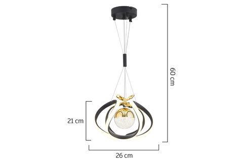 PELİN TEKLİ 3 RENKLİ LED AVİZE, SİYAH GOLD