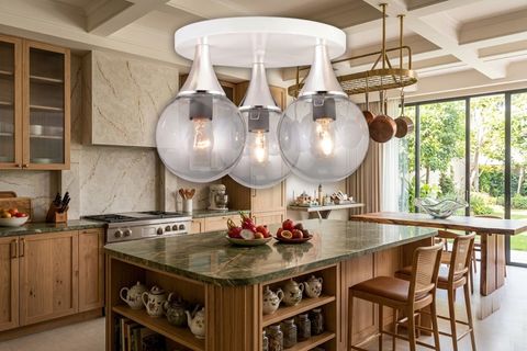 TAVANA YAKIN 3 ŞEFFAF CAMLI TEPSİLİ BEYAZ AVİZE KROM