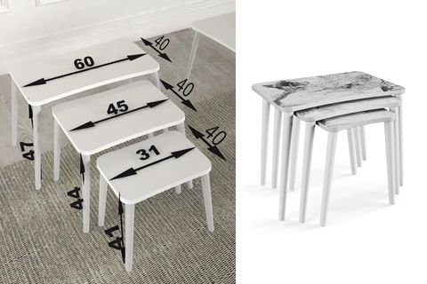 ALGAN ZİGON SEHPA, BEYAZ MERMER, ÜÇLÜ