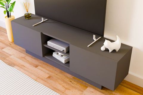 DORA ÇİFT KAPAKLI TELEVİZYON SEHPASI, ANTRASİT, 140 CM