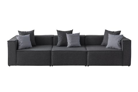 SOFT KİTAPLIKLI MODÜLER KÖŞE KOLTUK TAKIMI, KETEN, ANTRASİT