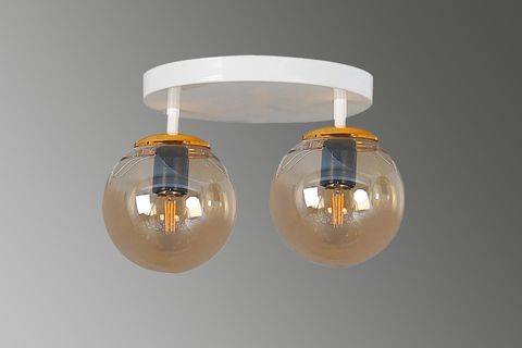 MİA İKİLİ TEPSİ AVİZE, BAL CAMLI, GOLD BEYAZ KASALI