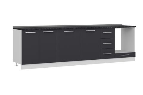 MİNAR 290 CM MUTFAK DOLABI BEYAZ ANTRASİT 290-A3-ALT MODÜL