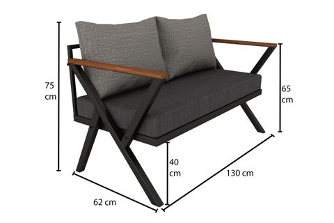 WOODESK BEGONVİL İKİLİ BAHÇE KOLTUĞU, GRİ RENK, CPT5525-130