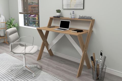 ÇAPRAZ AYAKLI DERS ÇALIŞMA MASASI, ATLANTİK ÇAM, 50X90 CM