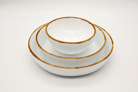 OVAL YEMEK TABAĞI SETİ, ÜÇLÜ, BEYAZ BAL
