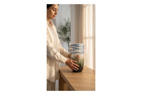 RENKLİ SERAMİK SIRLI VAZO BOHO SALON KONSOL SEHPA DEKORU
