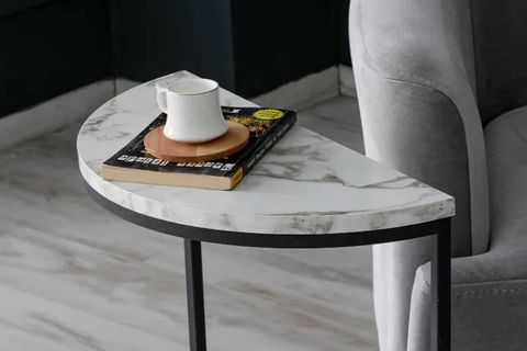 GÜLİS YAN SEHPA, BEYAZ MERMER DESEN
