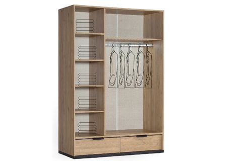 KOLEZYUM GARDIROP, CEVİZ, 3 KAPAKLI