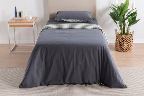 LUNA COZY ÇİFT TARAFLI YIKANMIŞ PAMUKLU NEVRESİM SETİ, TEK KİŞİLİK, ANTRASİT