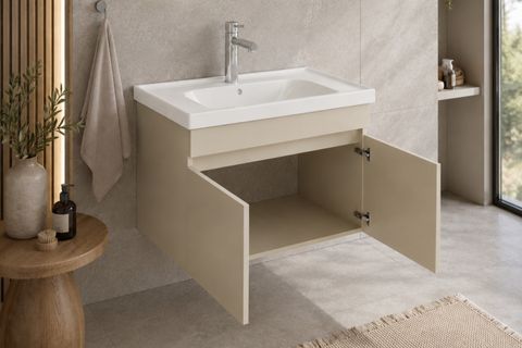 LODE KALE KUMTAŞI 90 CM SERAMİK LAVABOLU ALT BANYO DOLABI