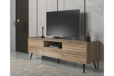 DELLA PANJUR KAPAKLI RAFLI PREMİUM TV ÜNİTESİ, PERA SİYAH, 180 CM