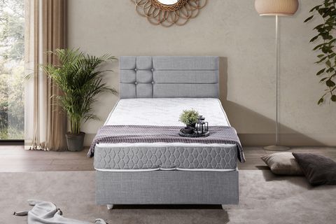 VİYANA BAZA BAŞLIK LETTO YATAK SETİ, AÇIK GRİ, 90X190