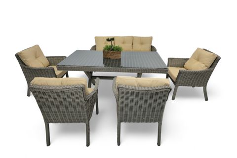 PREMİUM OKYANUS RATTAN BAHÇE YEMEK MASASI TAKIMI, 7 KİŞİLİK