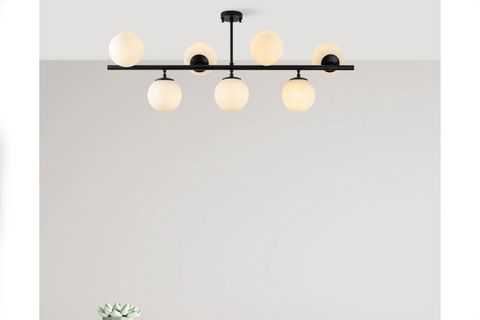 ECEM PLAFONYER YEDİLİ AVİZE, BEYAZ CAMLI SİYAH KASALI