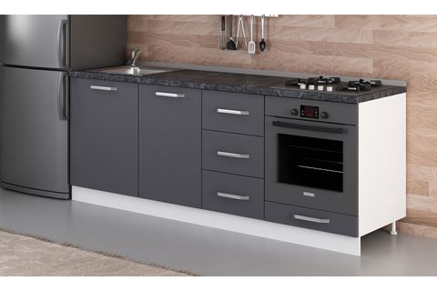 MİNAR 215 CM MUTFAK DOLABI BEYAZ ANTRASİT 215-A3-ALT MODÜL