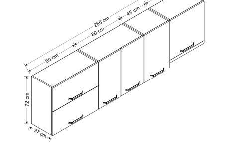 MİNAR 265 CM MUTFAK DOLABI BEYAZ 265-B8-ÜST MODÜL