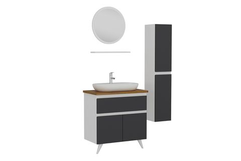 NİKA BANYO DOLABI AY2K1Ç129, BEYAZ ANTRASİT, 85 CM