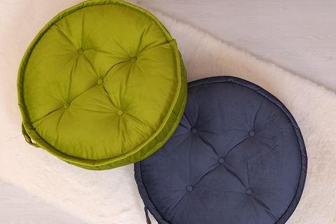 ASİA KADİFE DEKORATİF YUVARLAK MİNDER FISTIK YEŞİLİ