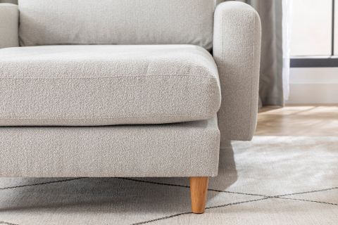 MERLİN DAYBED, İNCE KOL, NATUREL AYAK, RECYCLED KUMAŞ, AÇIK GRİ