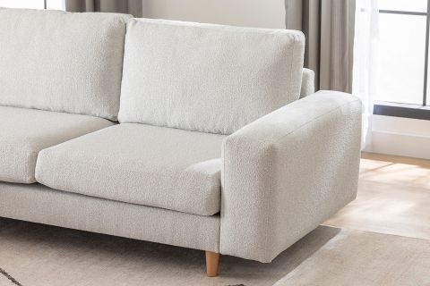 MERLİN MİNİ KÖŞE KOLTUK, NATUREL AYAK, KALIN KOL, RECYCLED KUMAŞ, AÇIK GRİ