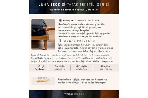 RANFORCE ÇİFT KİŞİLİK LASTİKLİ ÇARŞAF, BEJ