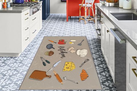 GARDENYA MUTFAK HALISI, BIÇAK ŞEF PEYNİR TAVA DESENLİ KİTCHEN SLOGANLI, 120X175