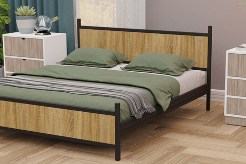 GM MODERN METAL ÇİFT KİŞİLİK KARYOLA, SİYAH ATLANTİK ÇAM, 150X200