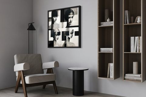 AHŞAP TRAVERTEN DOKULU SOYUT TABLO, BLACK PORTRAIT