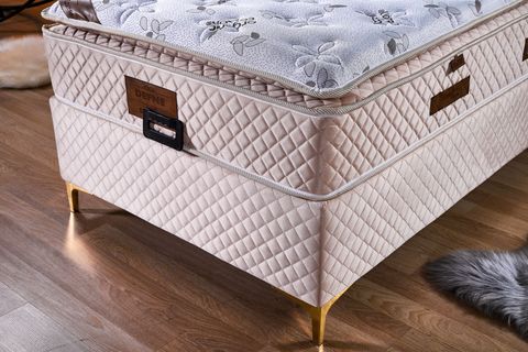 DEFNE TEK KİŞİLİK YATAK BAZA BAŞLIK SETİ, KREM, 120X200