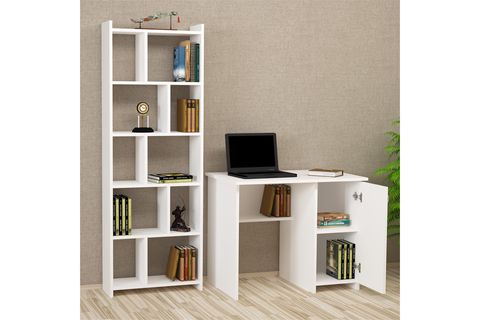 KALENDER DEKOR MATEO SNOW BİLGİSAYAR VE ÇALIŞMA MASASI TAKIMI, BEYAZ, 90 CM, MTS01