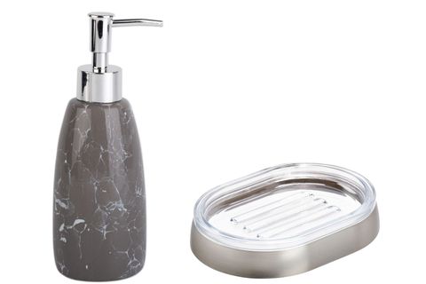 SIVI SABUNLUK VE SABUNLUK İKİLİ BANYO SETİ GRİ MERMER