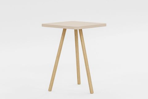 KOZİ KARE AHŞAP AYAKLI YAN SEHPA, KREM